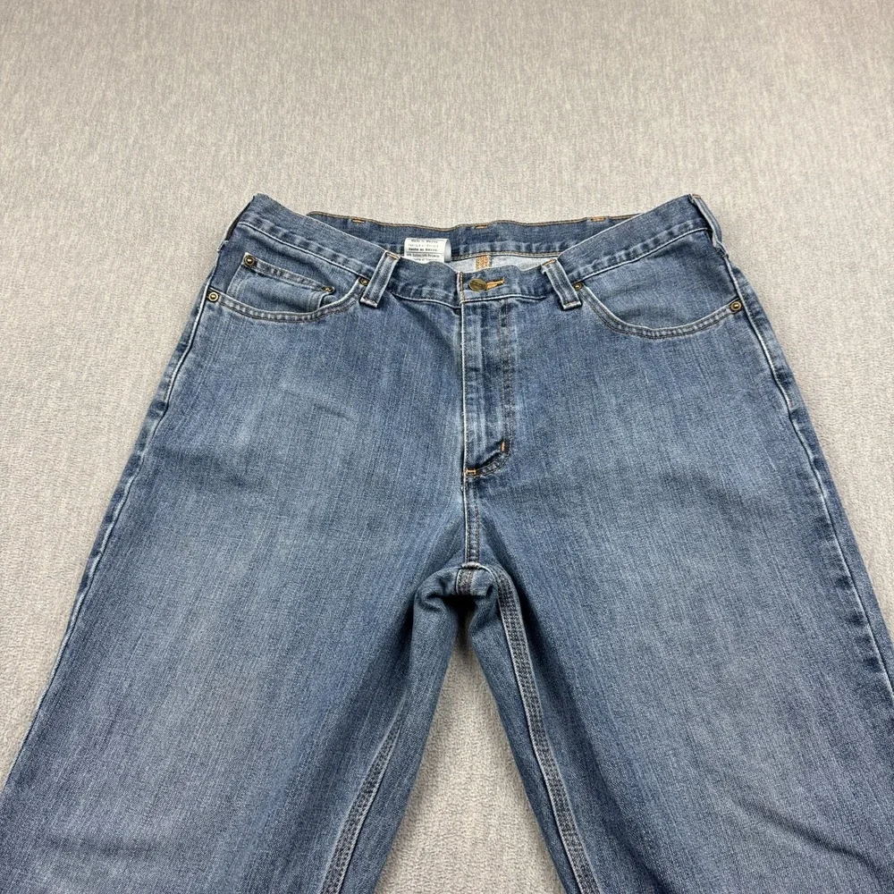 Carhartt Jeans Mens 36x34 Blue Denim Relaxed Fit Straight Holter Workwear 101483